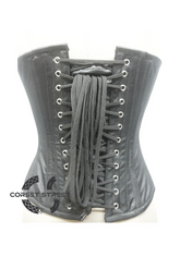 Black White Satin Sequins Gothic Burlesque Waist Cincher Bustier Overbust Corset Costume